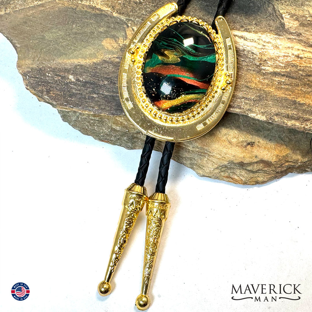 Super sharp bolo tie and buckle set with our hand painted stones