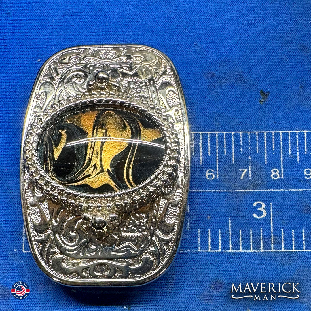 Concho bolo and buckle set with hand painted stones