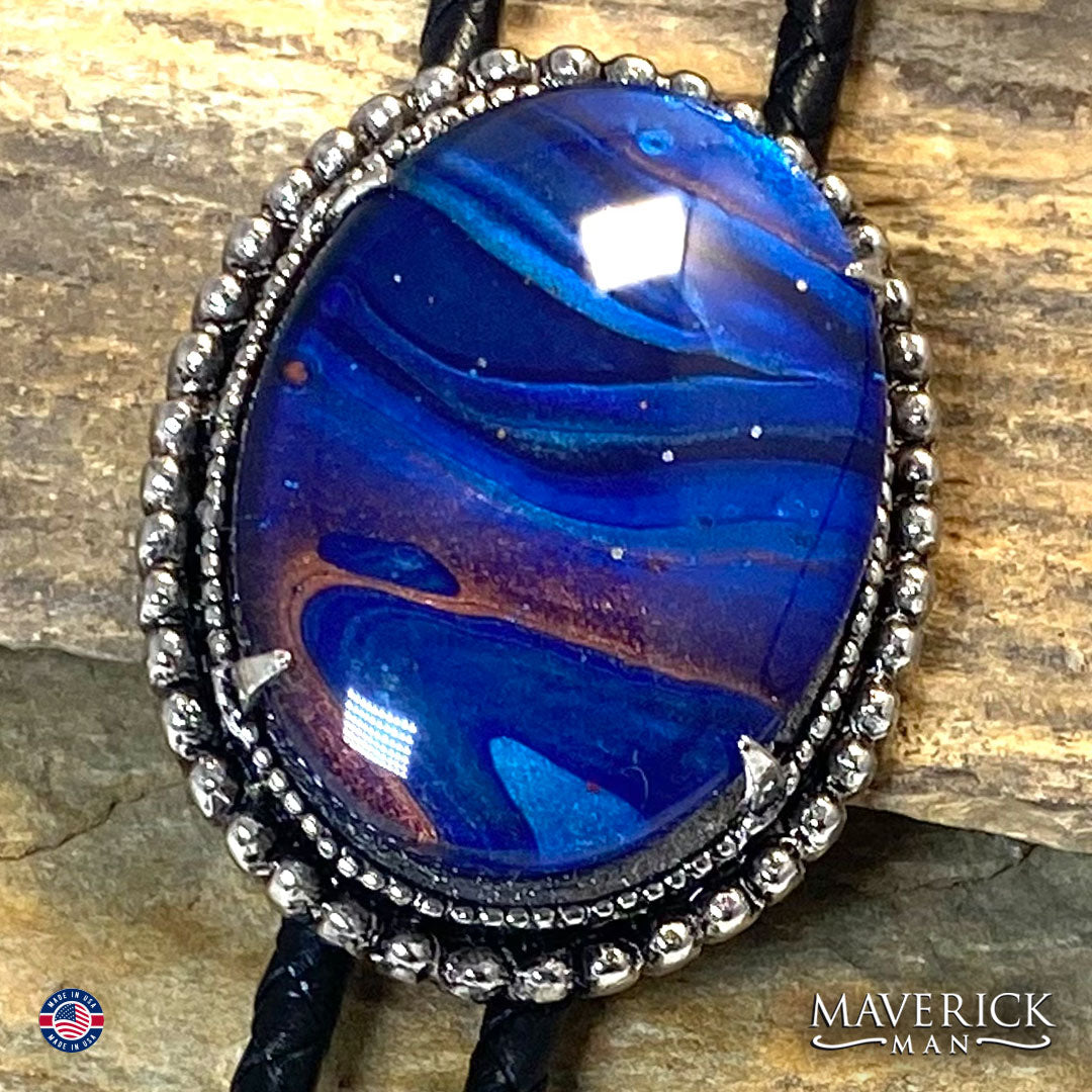 Bolo tie and buckle set with hand painted stones - can buy separately