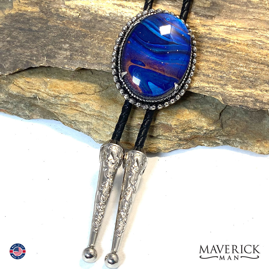 Bolo tie and buckle set with hand painted stones - can buy separately