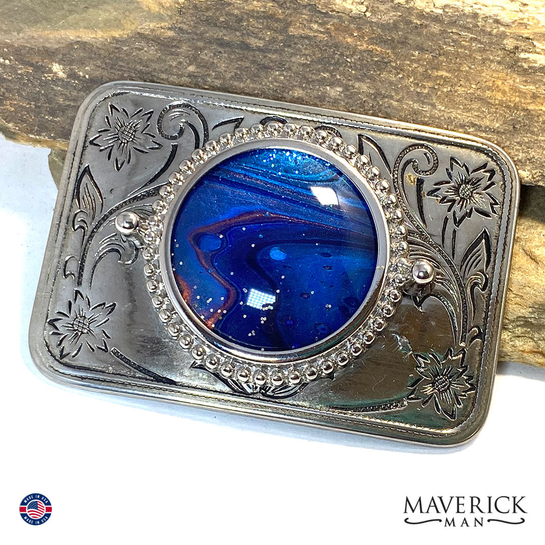 Bolo tie and buckle set with hand painted stones - can buy separately