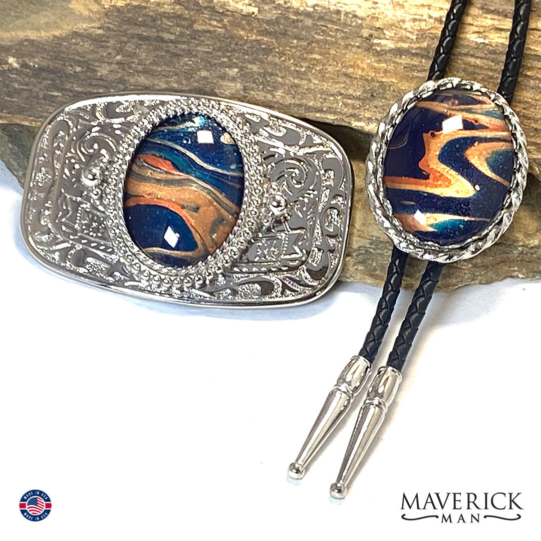 Striking bolo and buckle set with from our OWL collection
