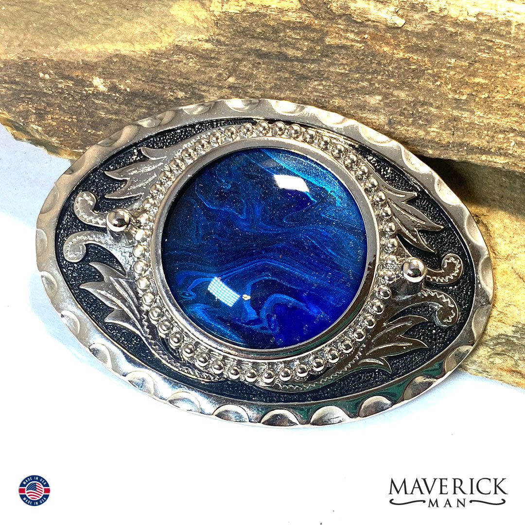 Handsome bolo and buckle set with from our Blues collection