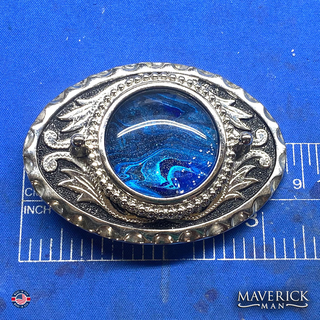 Handsome bolo and buckle set with from our Blues collection