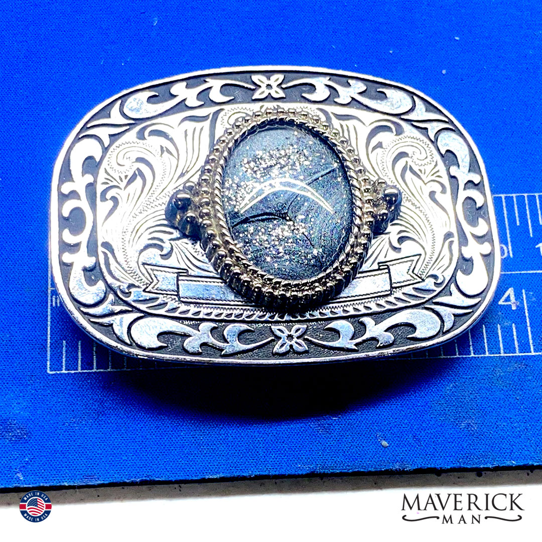 Bolo and buckle set with Black and Platinum stones with sparkle