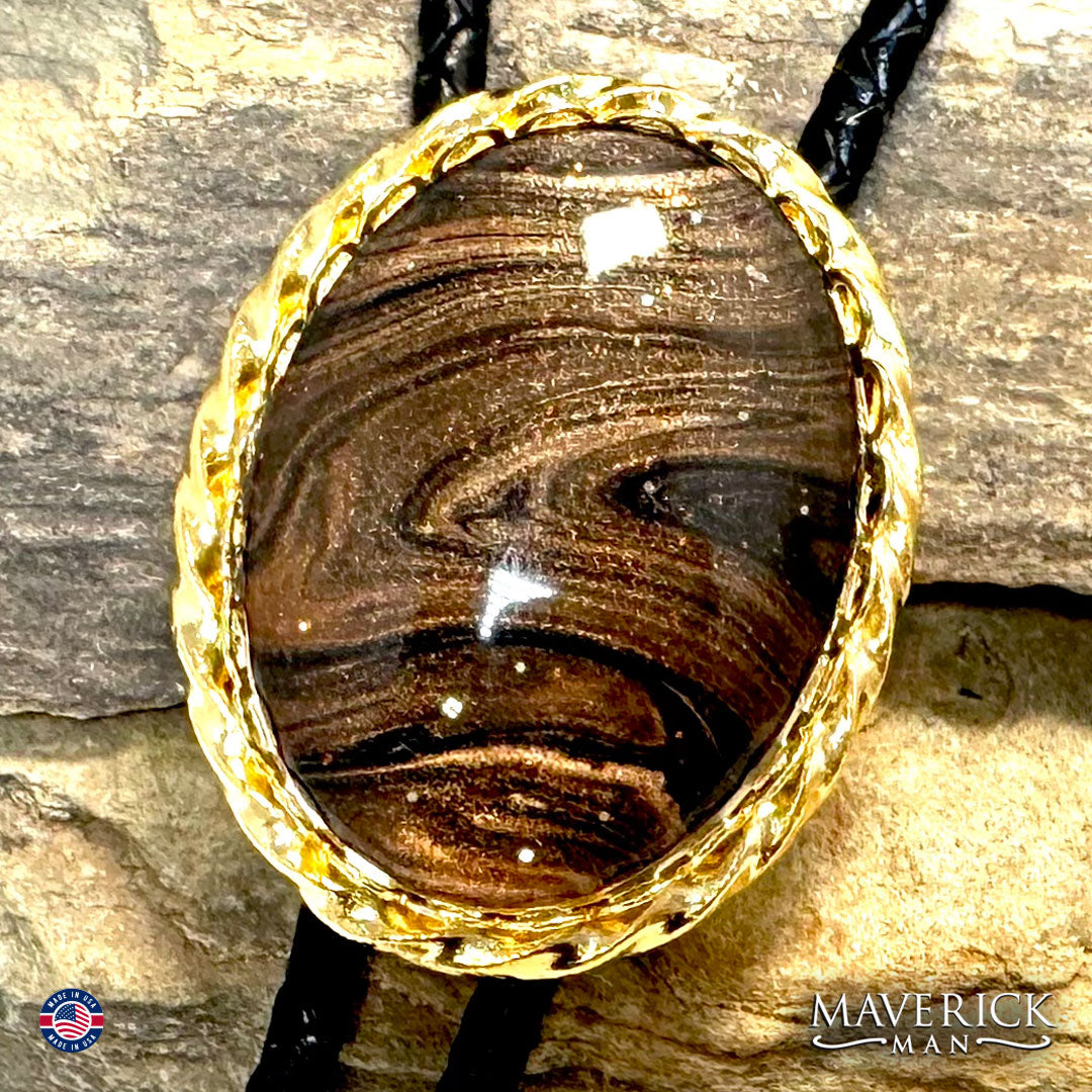 Hand painted Tiger Eye stones in gold set