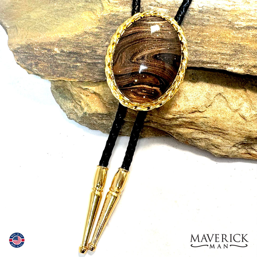 Hand painted Tiger Eye stones in gold set