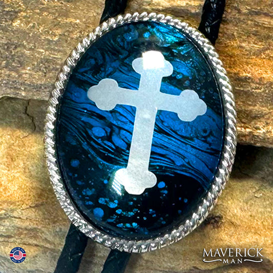 Christian bolo and buckle set with rare blue buckle