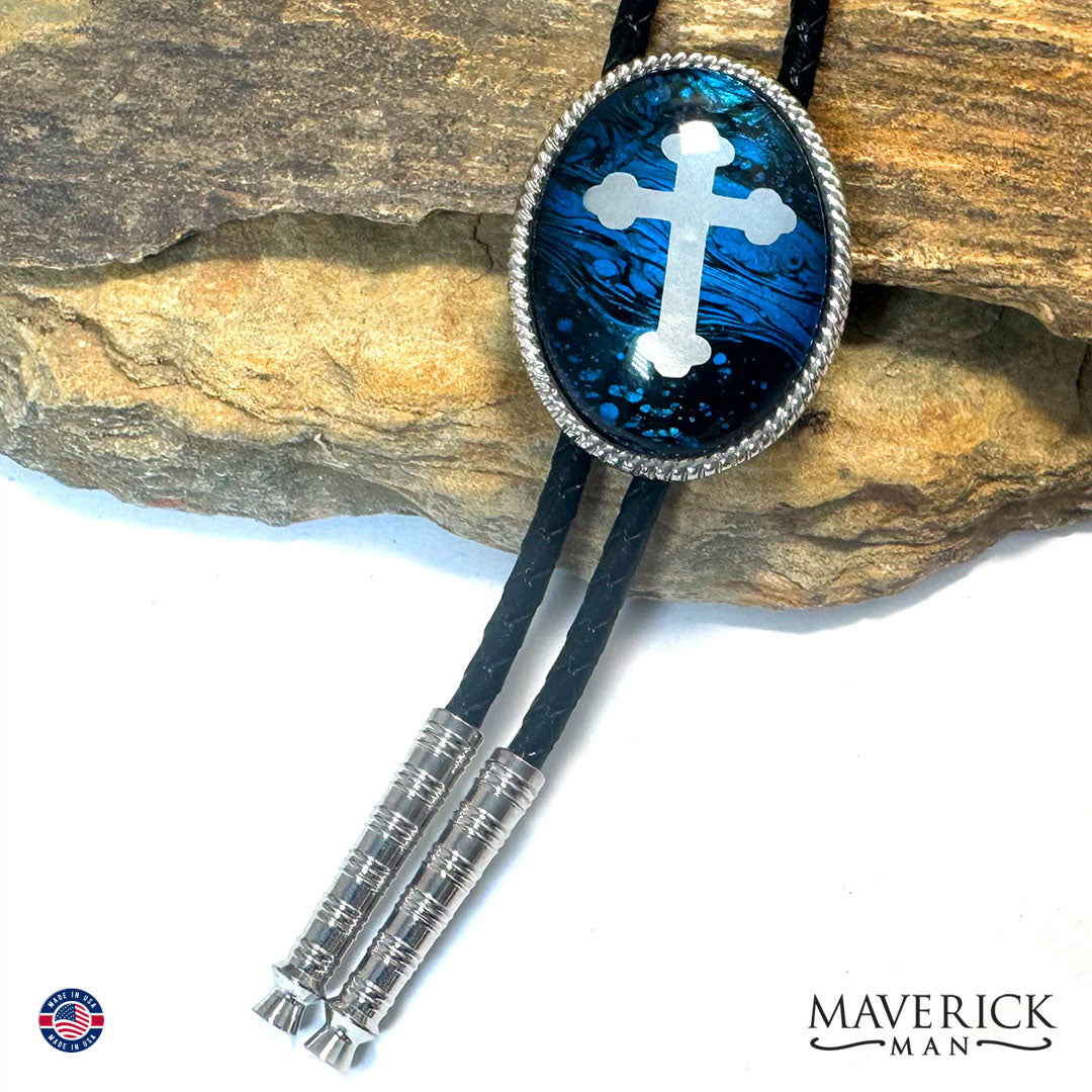 Christian bolo and buckle set with rare blue buckle