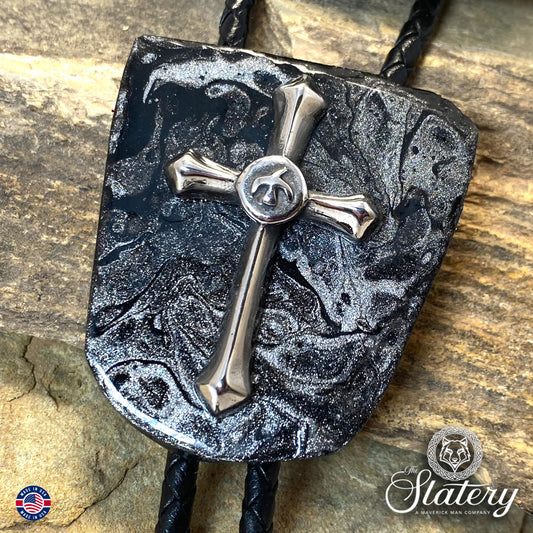 Christian bolo tie made from slate