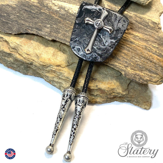 Christian bolo tie made from slate