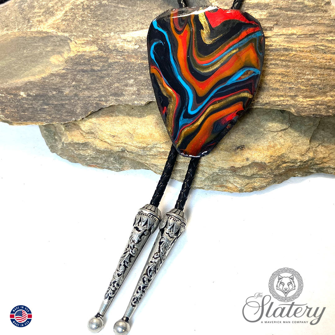 Extra Large southwestern bolo tie made from slate