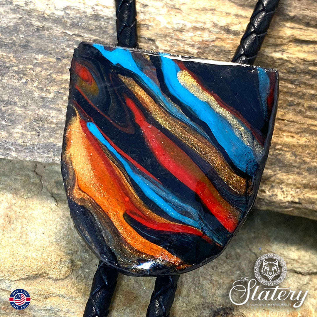 Super sharp small southwestern bolo tie made from slate