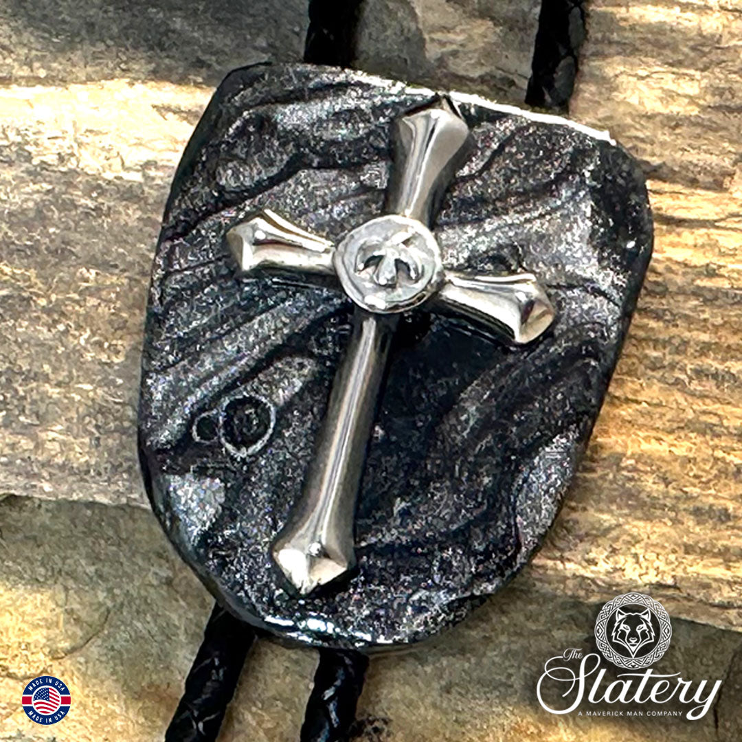 Christian bolo tie made with stainless steel cross