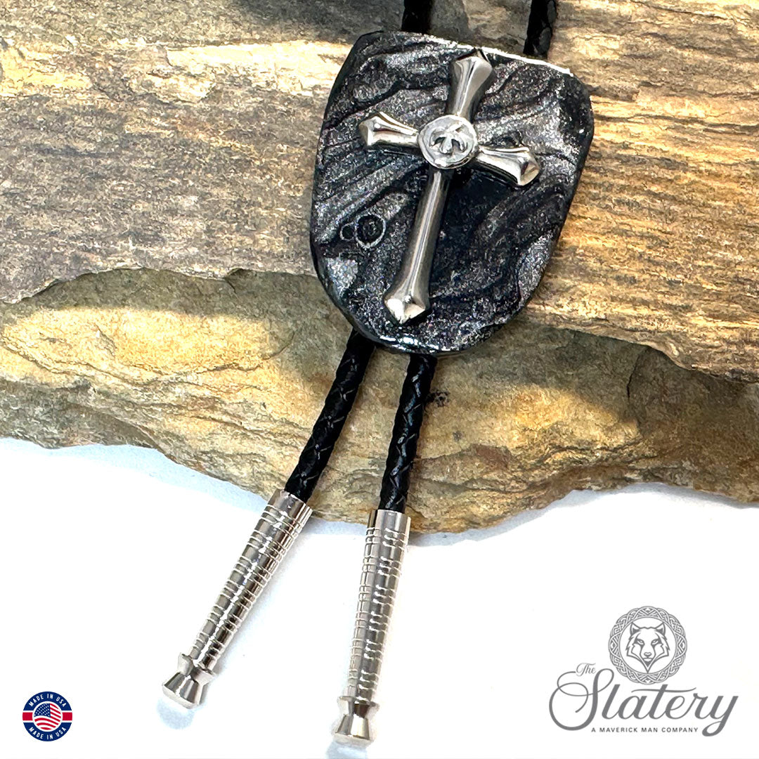 Christian bolo tie made with stainless steel cross