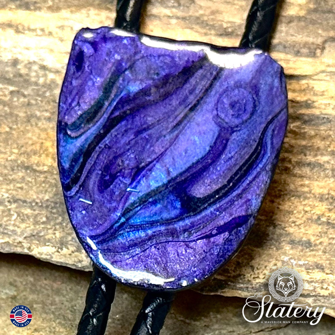 Small purple bolo tie made from slate
