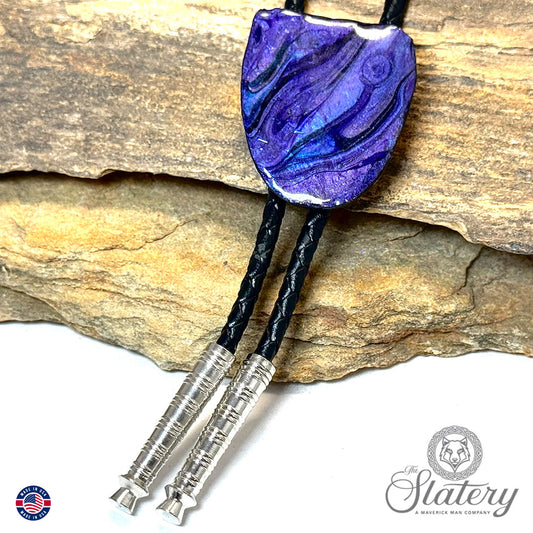 Small purple bolo tie made from slate