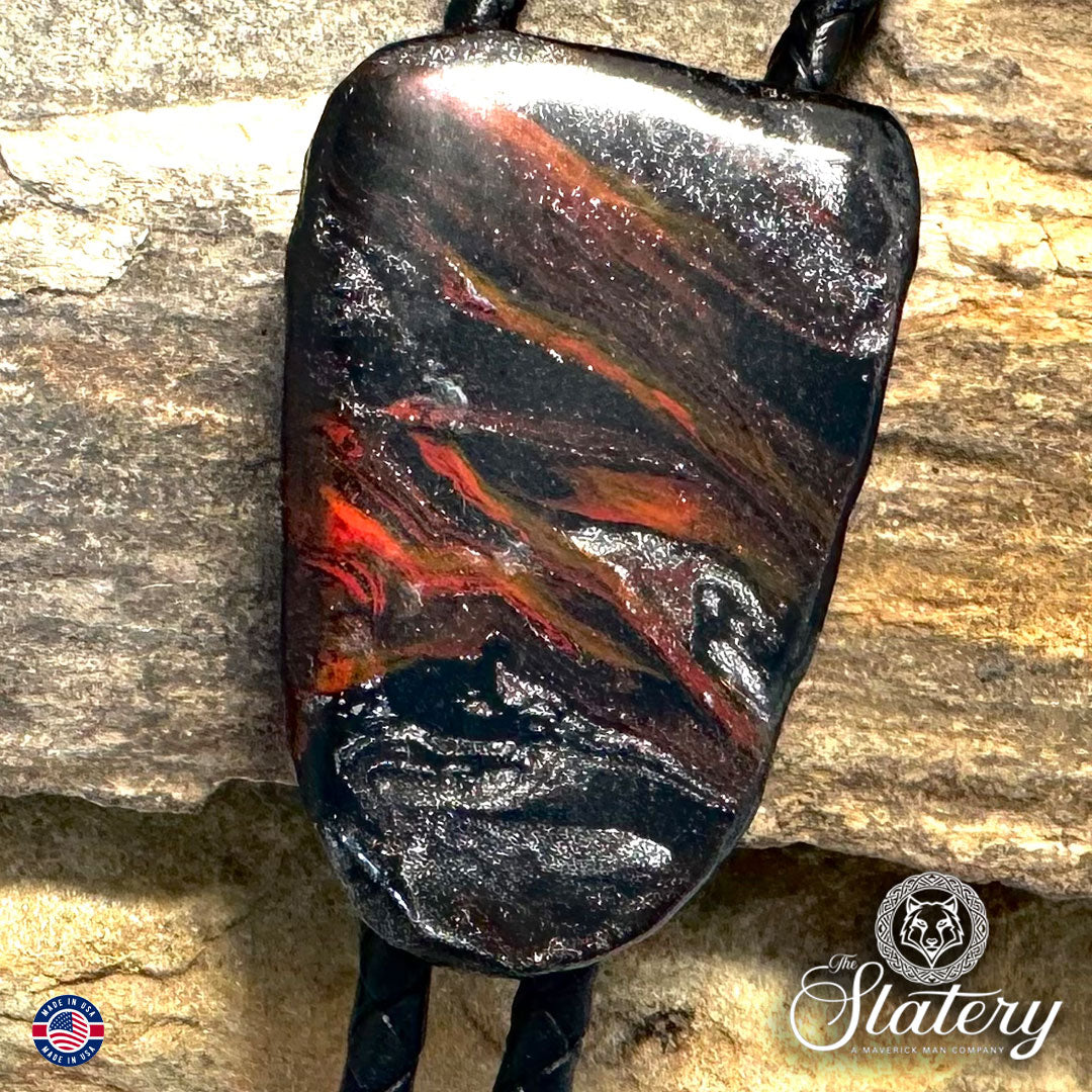 Small bolo tie made from slate with our FOX colors