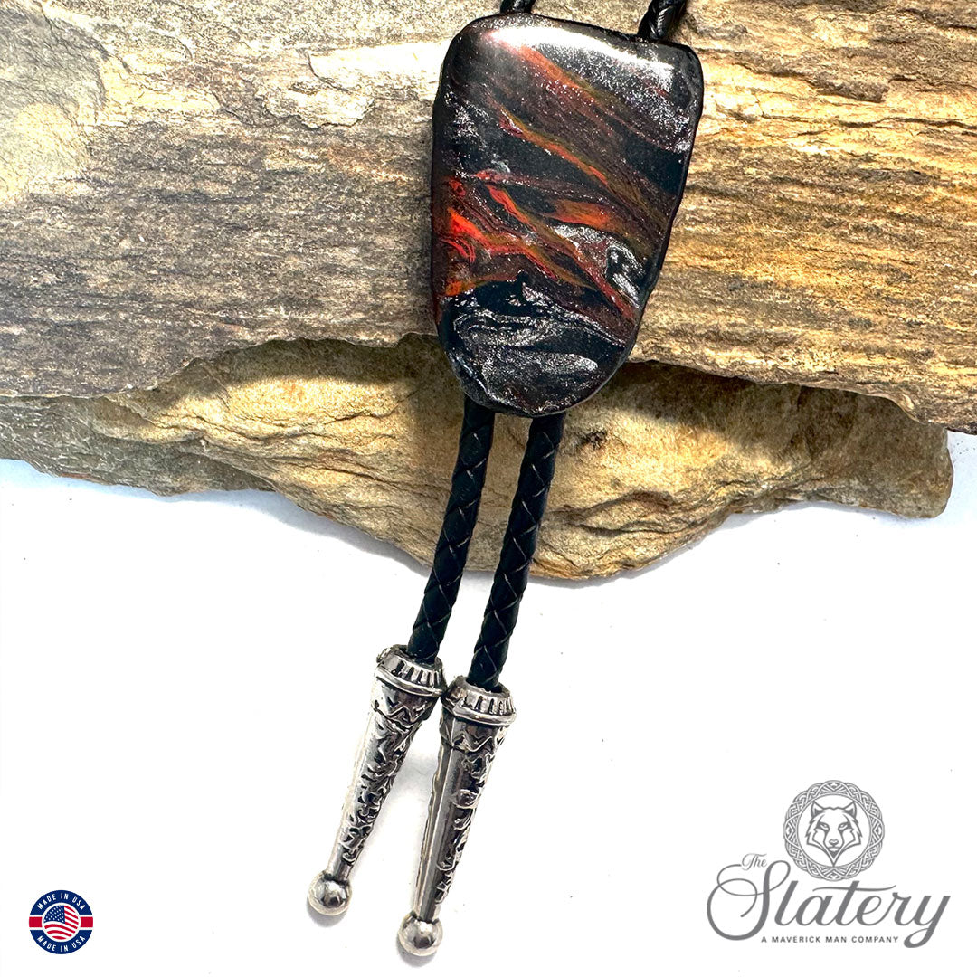 Small bolo tie made from slate with our FOX colors