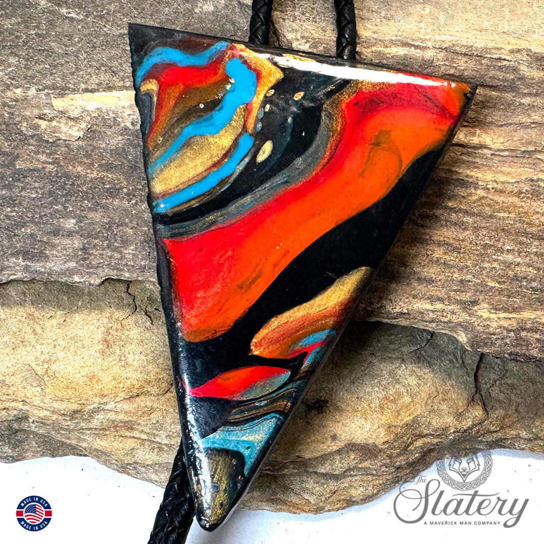 Large southwestern arrowhead bolo tie made from slate