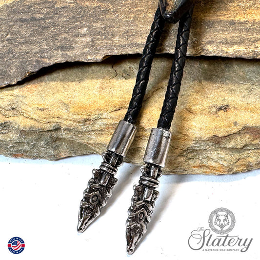 Large southwestern arrowhead bolo tie made from slate