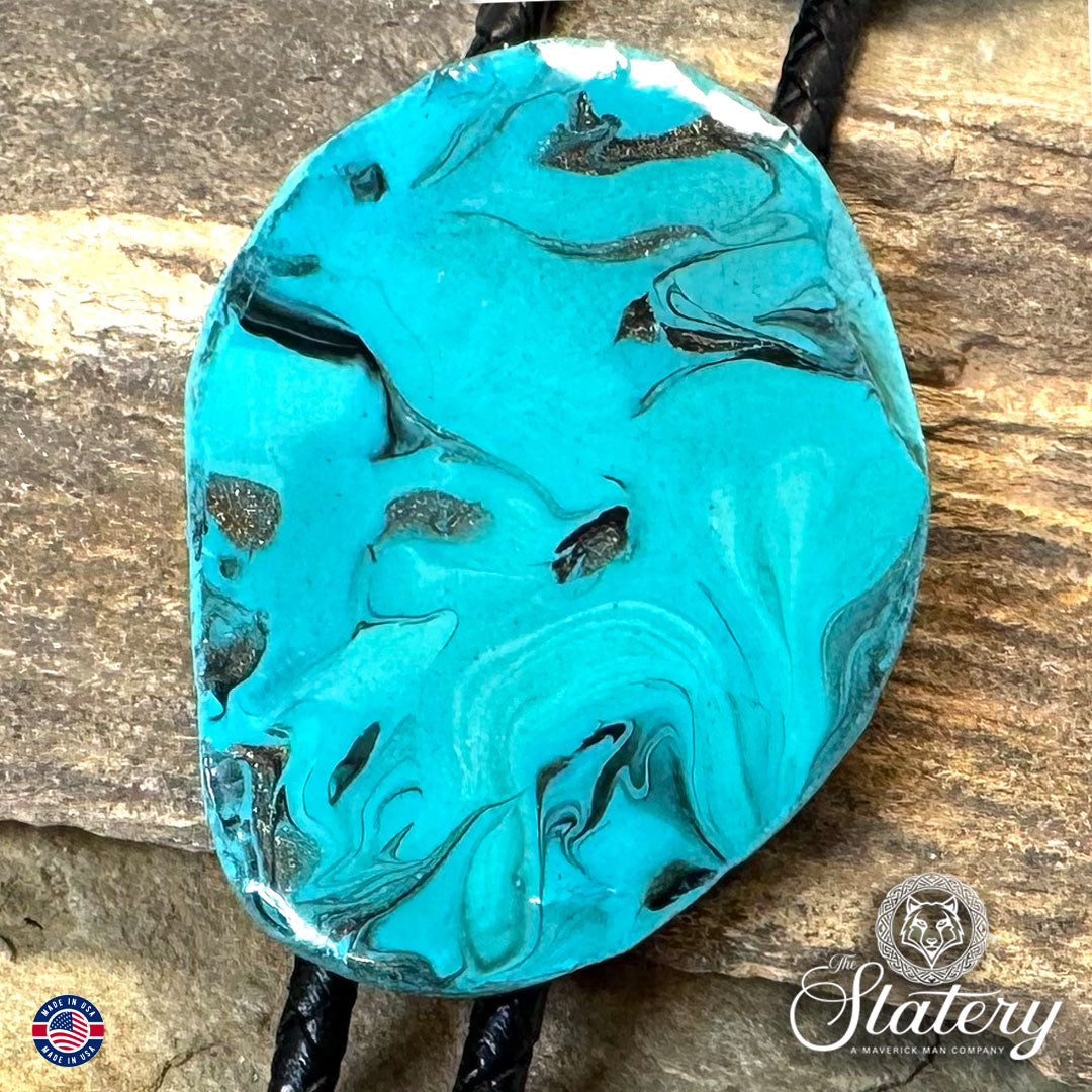 Turquoise bolo tie made from slate