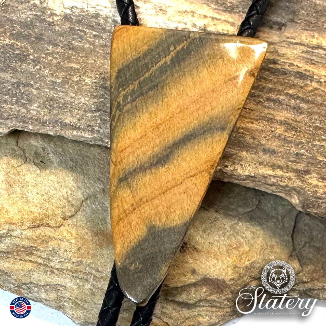 Natural Georgia slate bolo tie