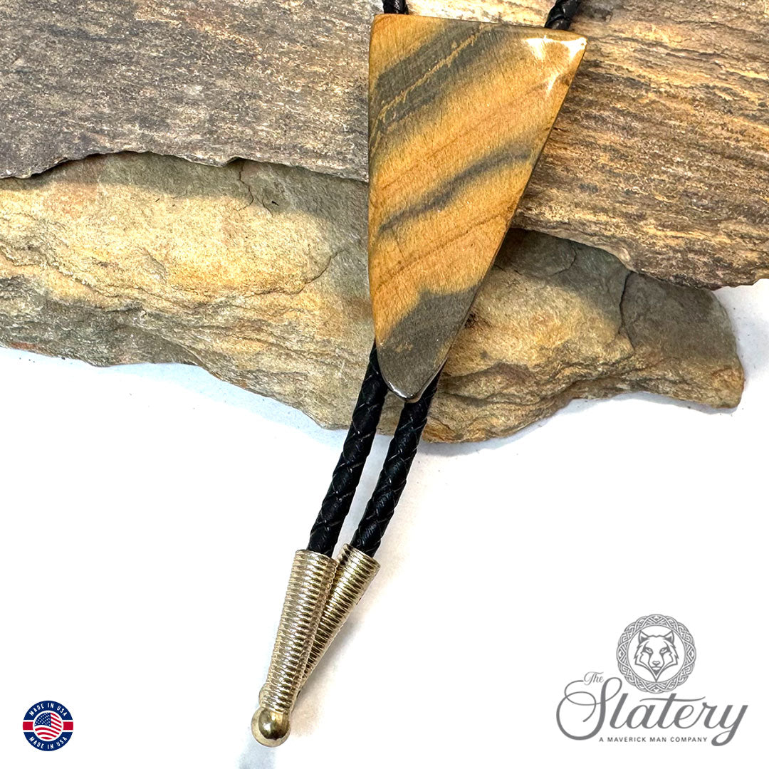 Natural Georgia slate bolo tie