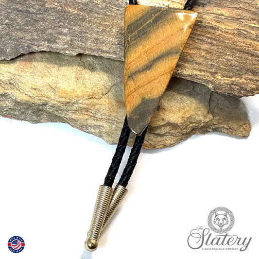 Natural Georgia slate bolo tie