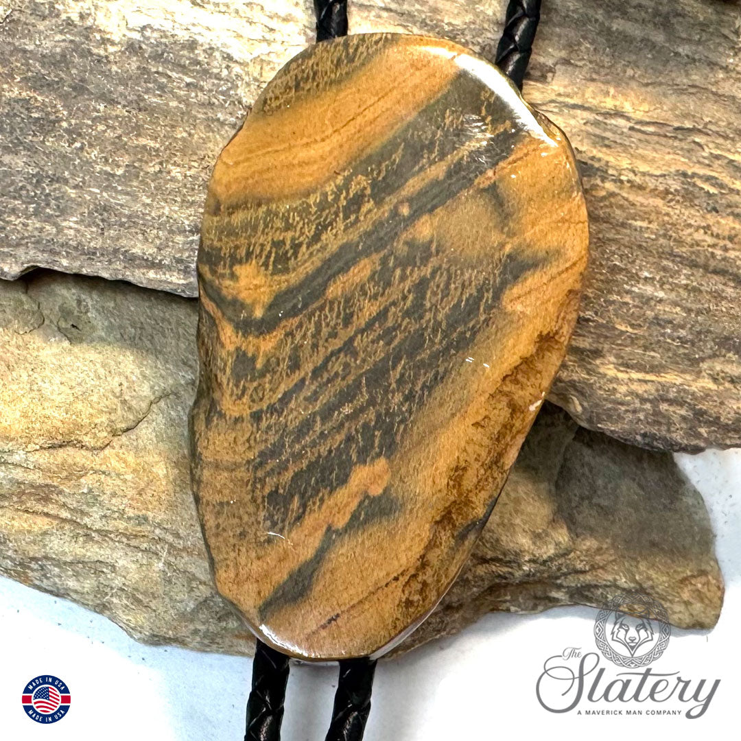 Large natural Georgia slate bolo tie