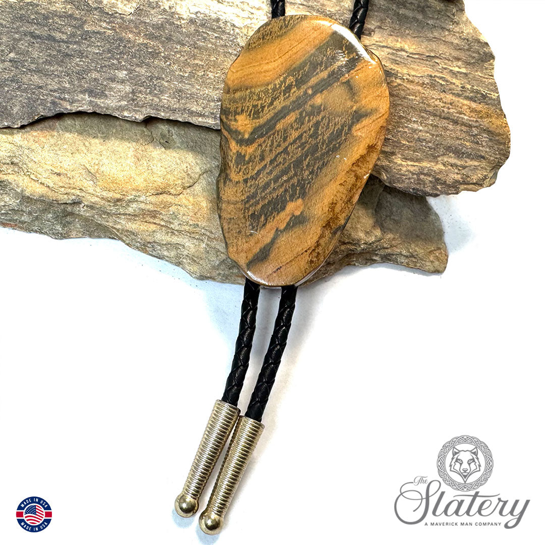Large natural Georgia slate bolo tie