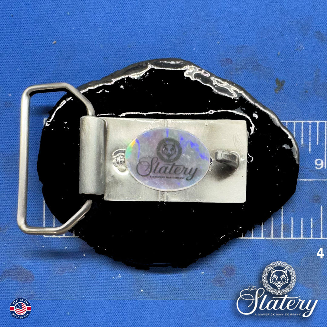 Black and silver bolo tie and buckle set with sparkle