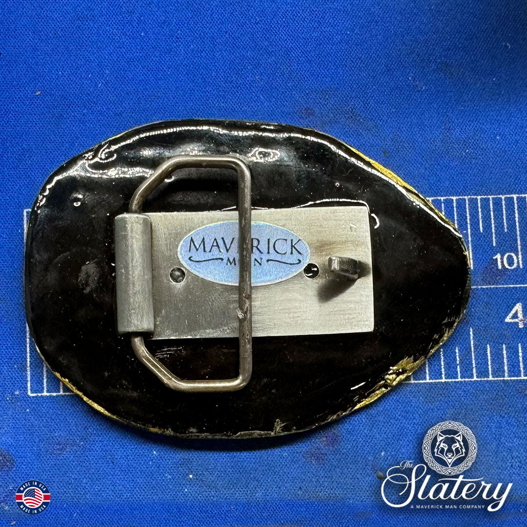 MM Exclusive - Large SLATE hand painted belt buckle