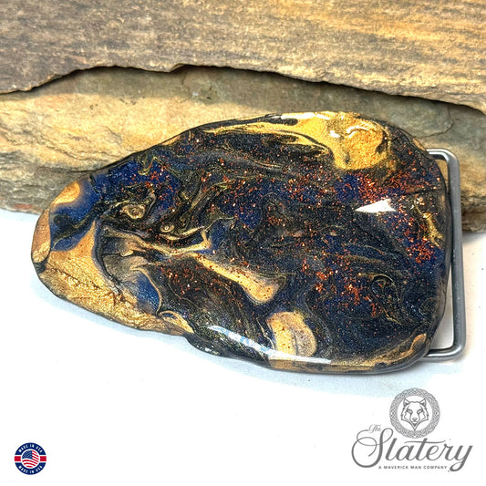 MM Exclusive - Large SLATE hand painted belt buckle