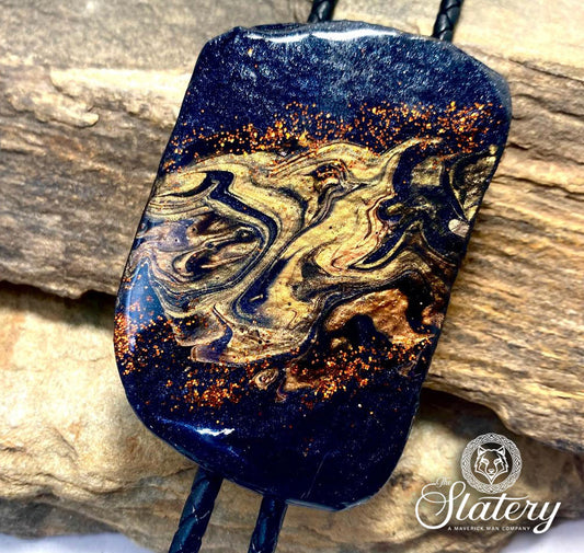 Extra Large hand painted bolo tie made from slate in our OWL colors