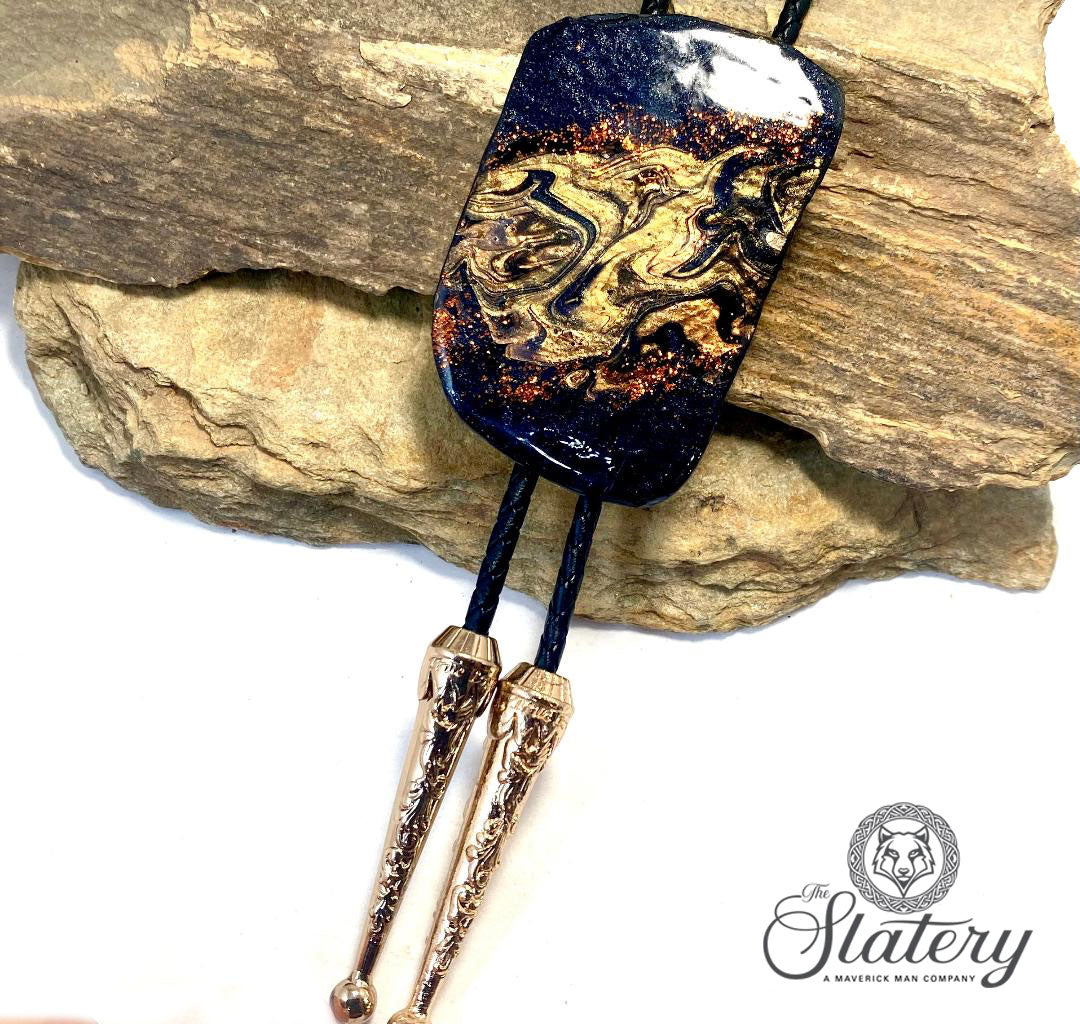 Extra Large hand painted bolo tie made from slate in our OWL colors