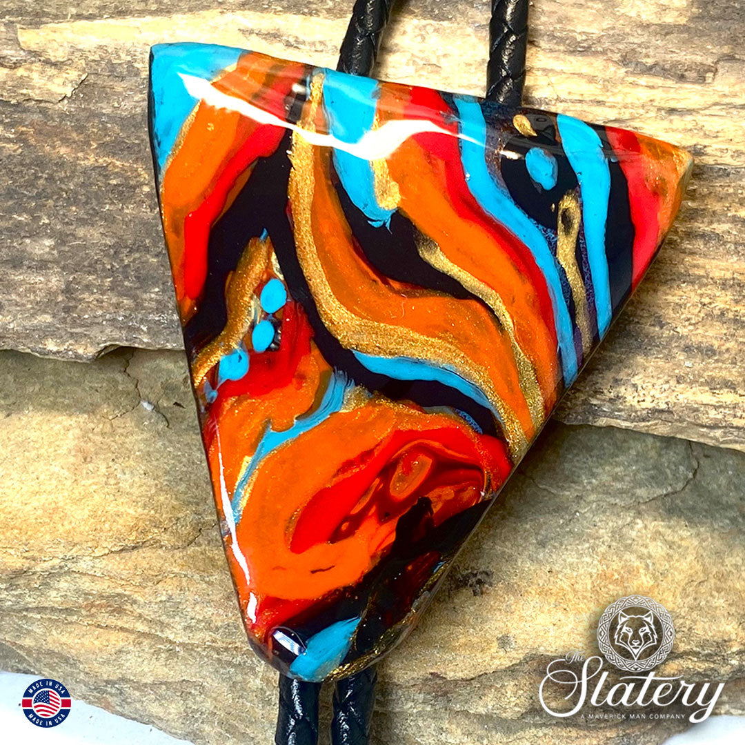 Eye-catching large southwestern bolo tie made from slate
