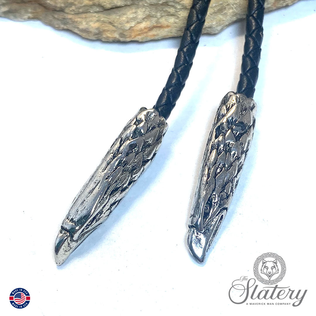 Extra large red white and blue bolo tie made from slate with sparkle