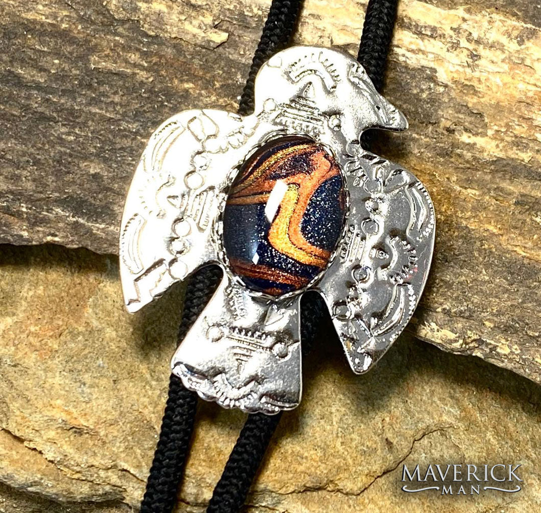 Thunderbird bolo with OWL hand painted stone