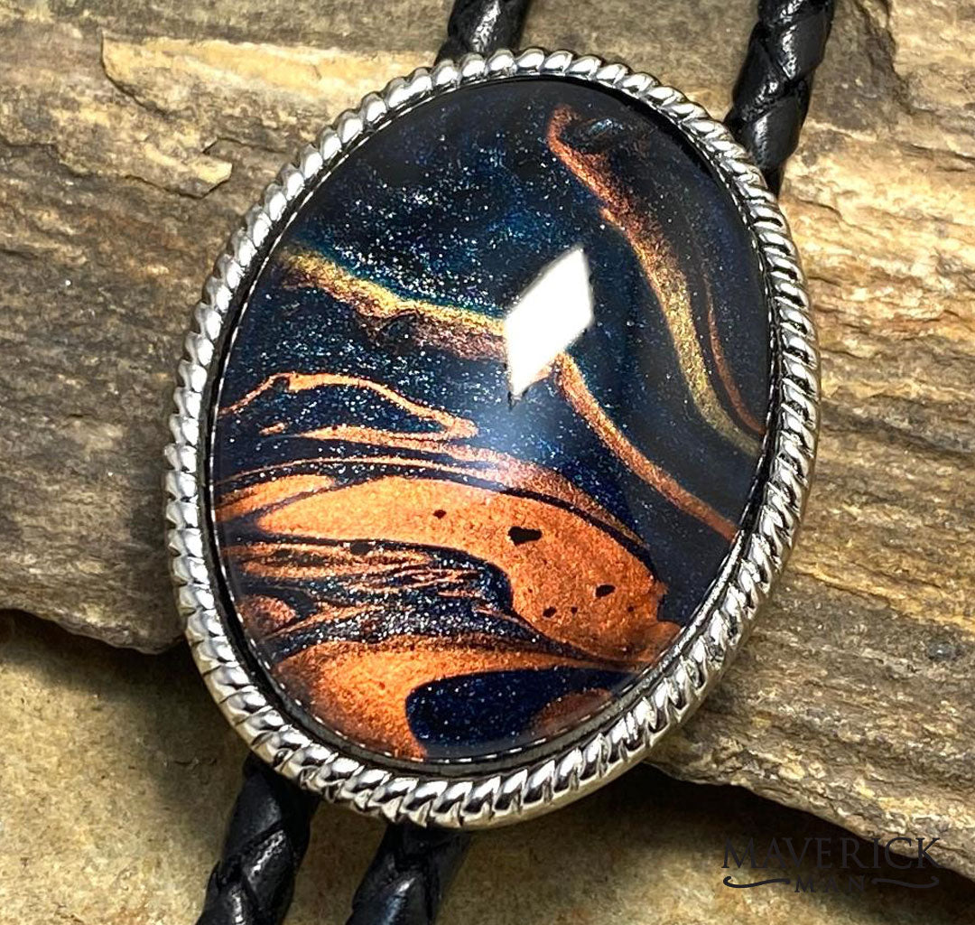 Stunning bolo tie in OWL palette