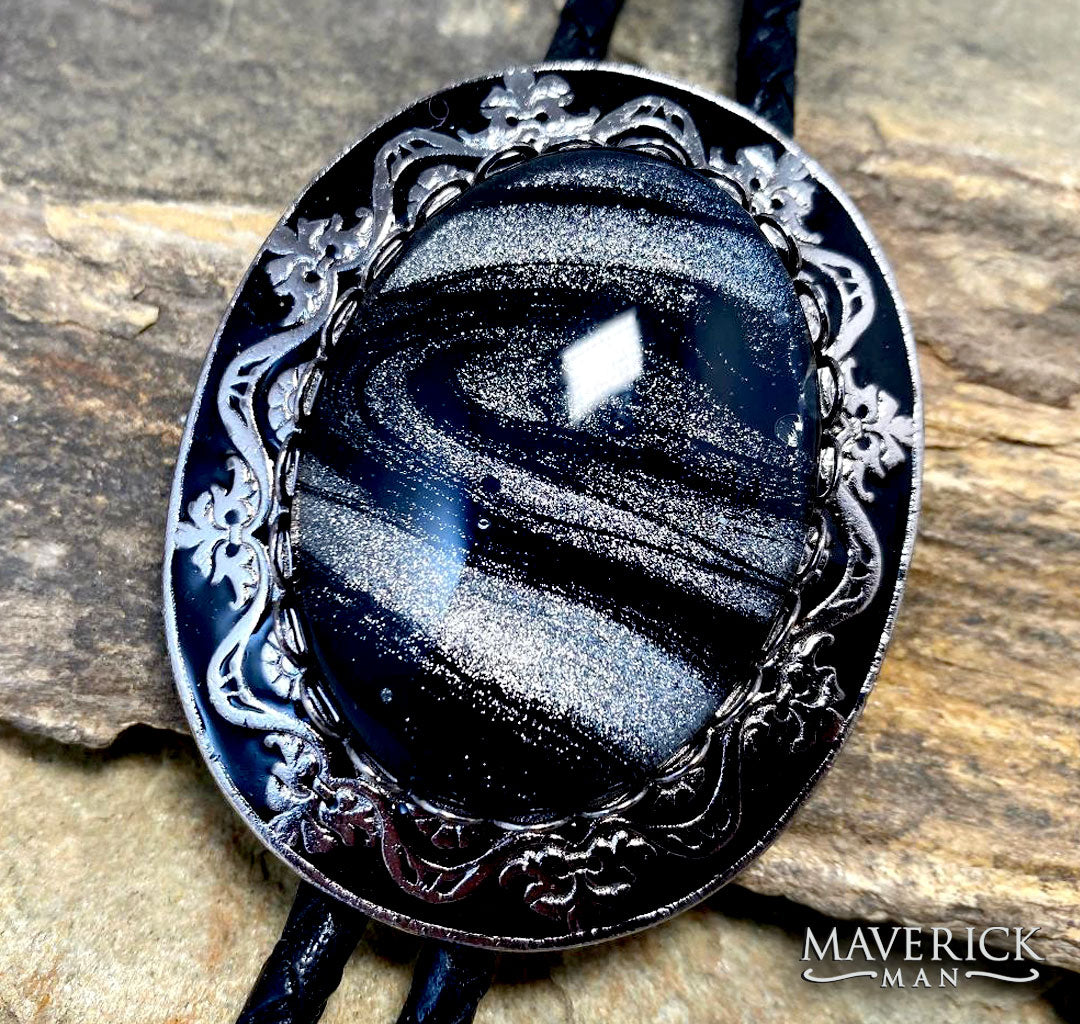 black and gray bolo tie