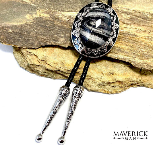 Black and gray bolo tie cowboycore