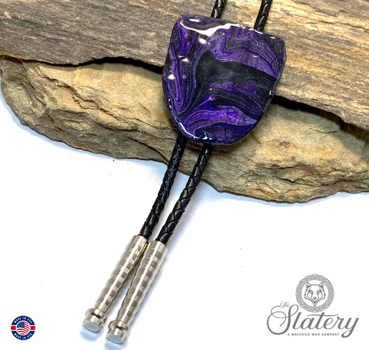 Bolo Ties made from slate - purple and black