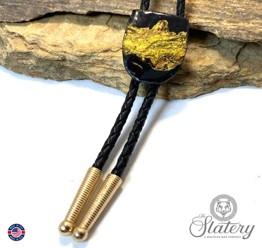 Black and gold bolo tie