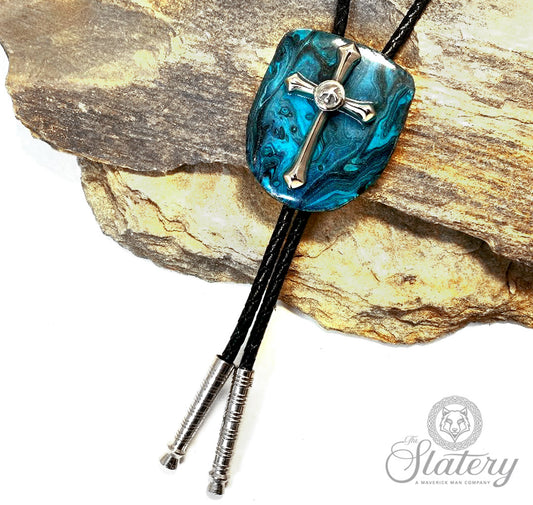 Hand painted Christian bolo tie made from slate