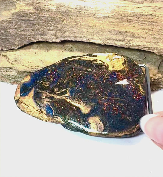 MM Exclusive - Large SLATE hand painted belt buckle