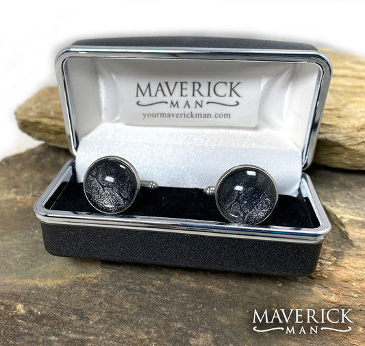 Classic neutral cufflinks in stainless steel - black and platinum