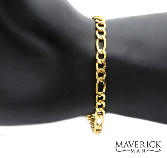 Gold Plated Stainless Steel Figaro Chain bracelet
