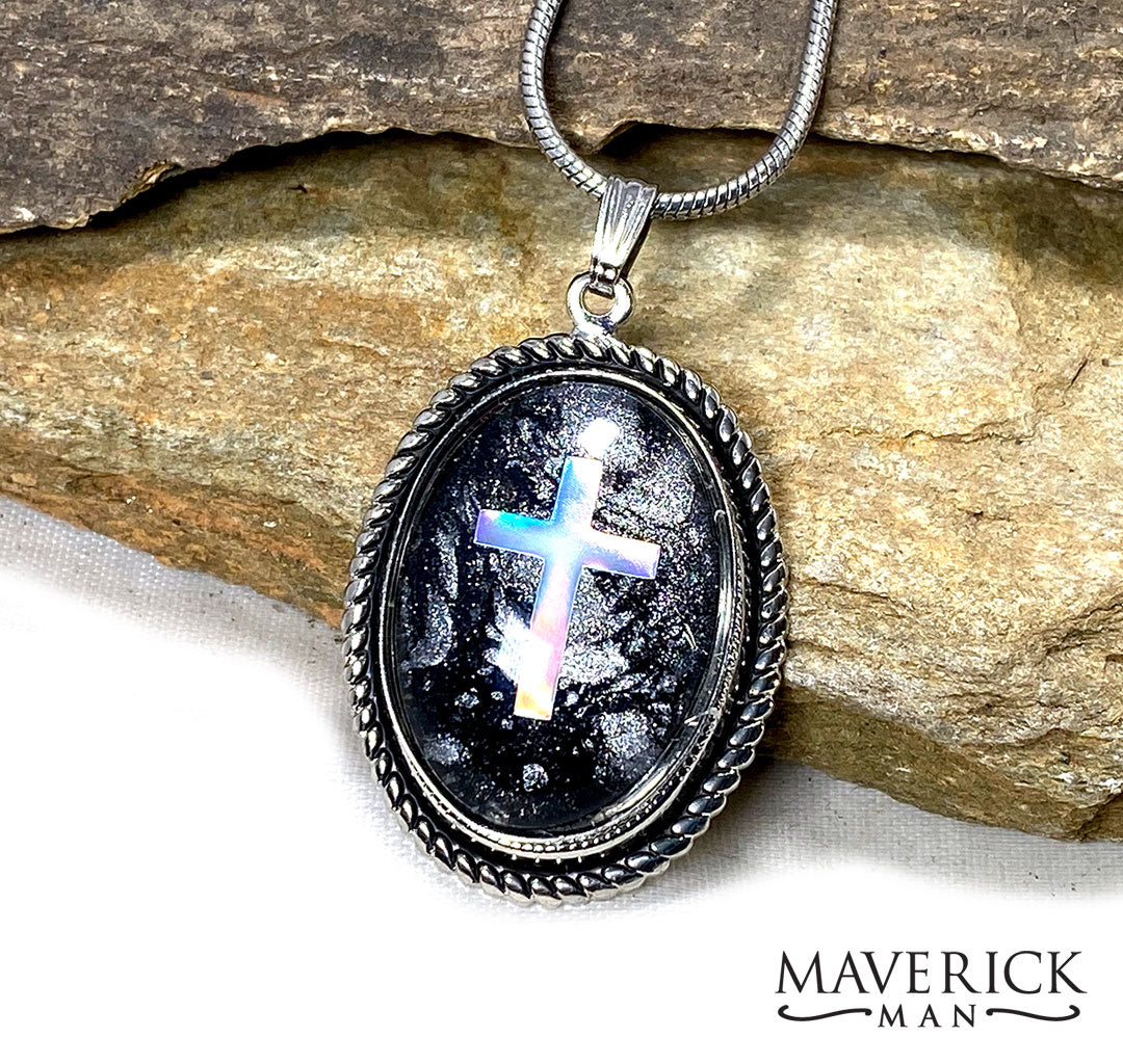 Smaller black and gray bolo with holographic cross - set available