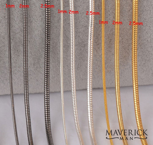 Stainless Steel snake chain - color and length choices - 2.5mm